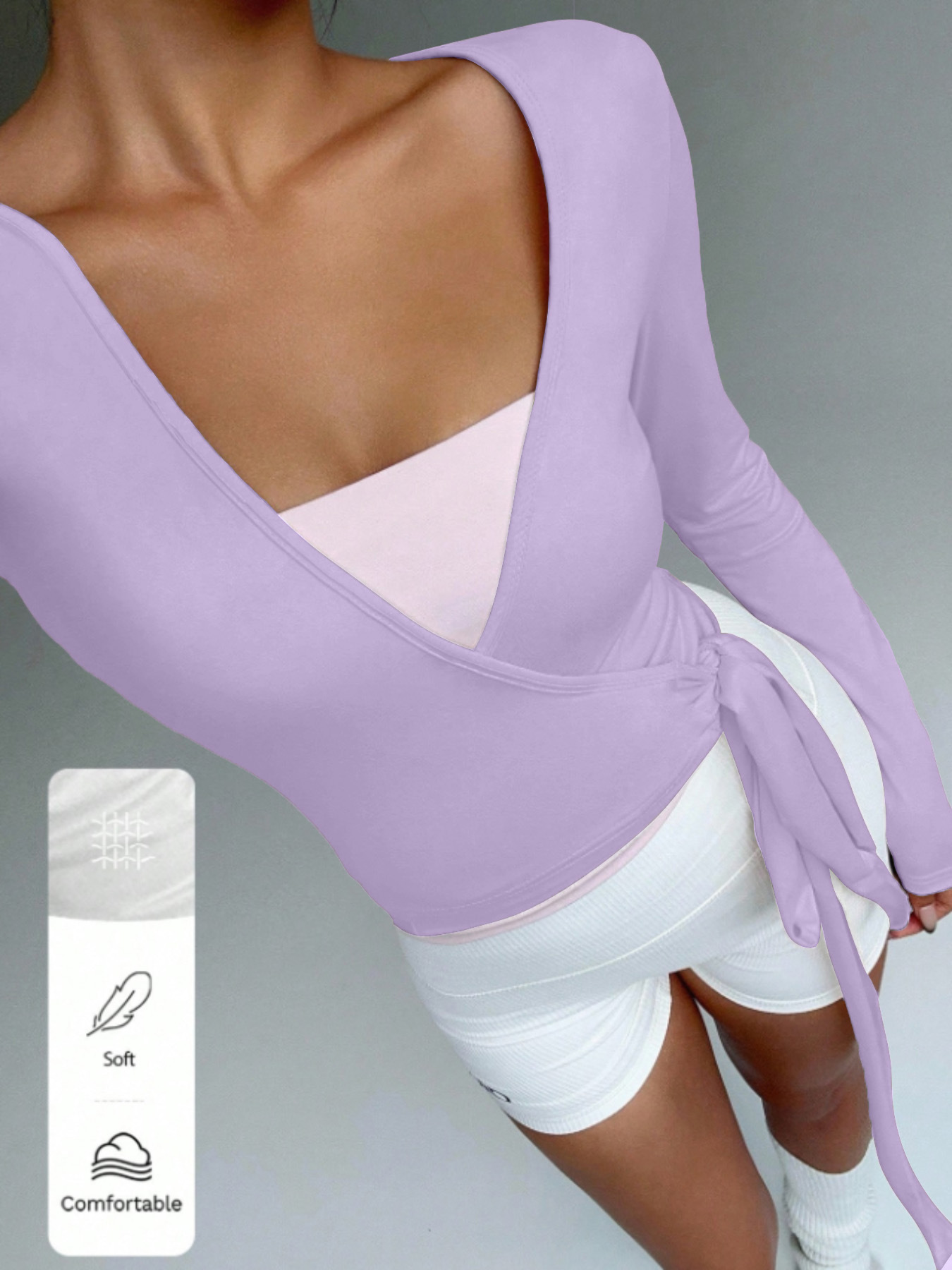 Pilates Yoga Wrap Top - Kadınlar İçin Çapraz Bağcıklı Kırpılmış Üst,