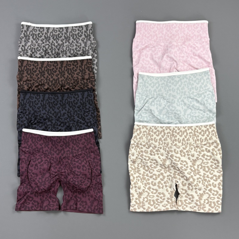 Pilates Yoga Legging - HISTELLO Kadın Leopar Desenli Spor Şortu