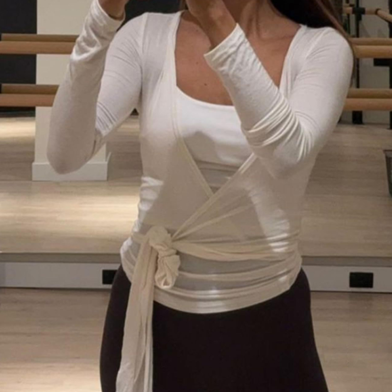Pilates Yoga Wrap Top - Kadınlar için Seksi Sarımlı Crop Toplar,