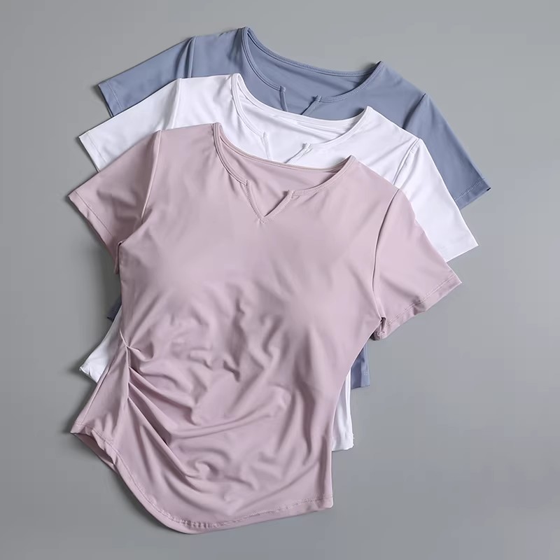 Pilates Yoga Wrap Top - Kadın Yoga Üstü Göğüs Pedli Yaz