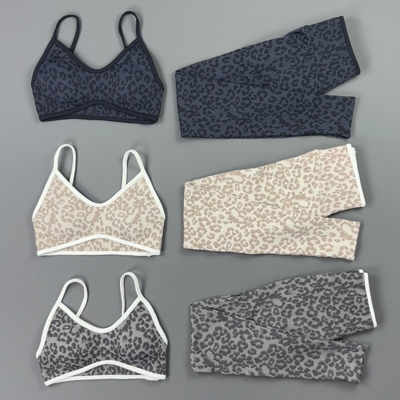 Pilates Yoga Legging - 2 Parça Yoga Seti Kadın Leopar