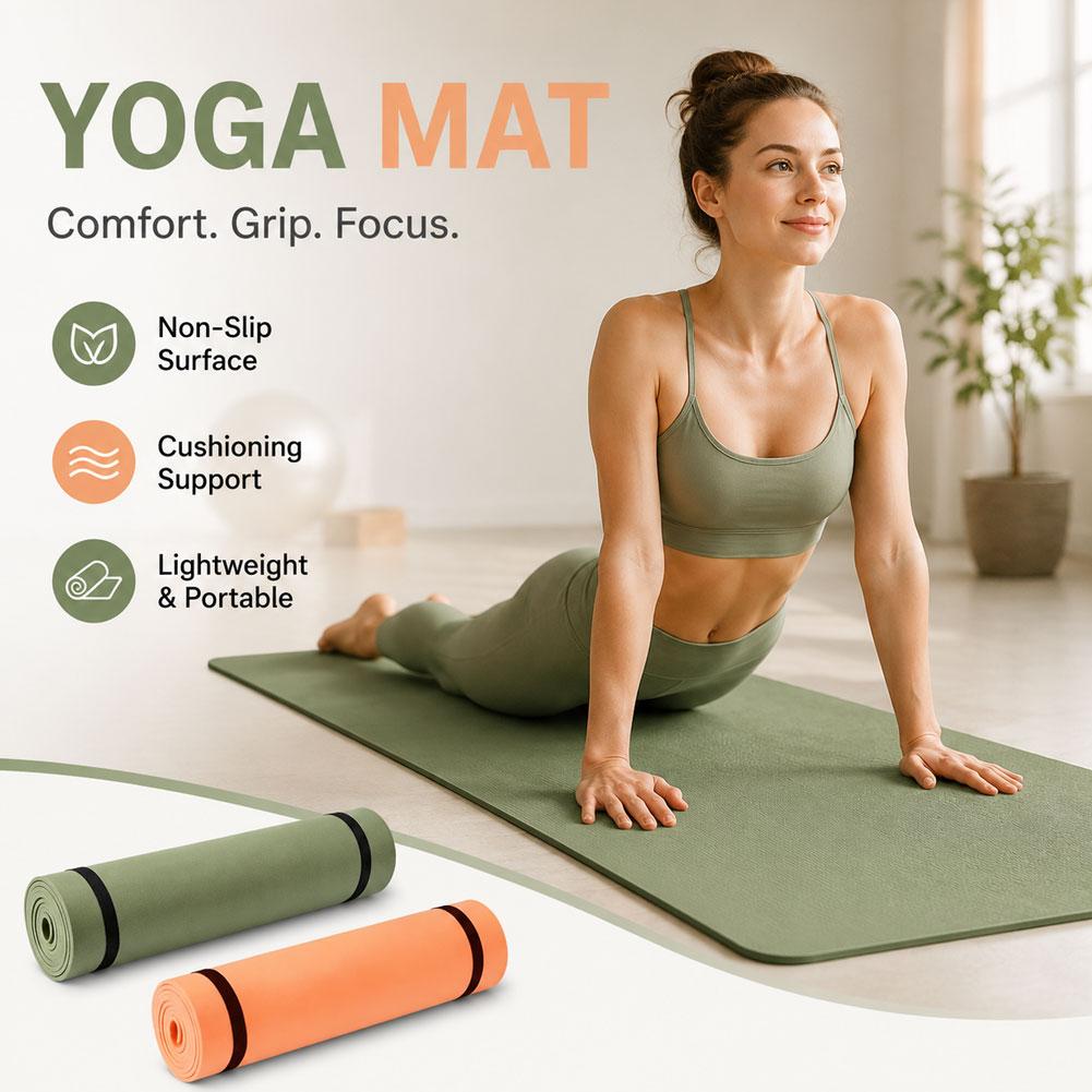 Pilates Yoga Matte - 180x50cm Kaymaz Pilates Yoga Matı Kalın