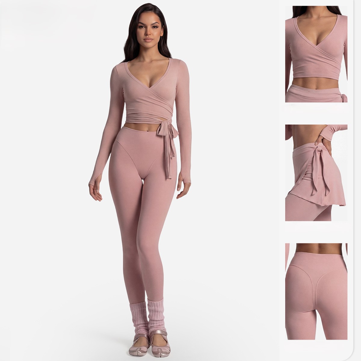 Uzun Kollu Yoga Üstü Çapraz Ön - Pilates Yoga Wrap Top incelemesi ve fiyatı